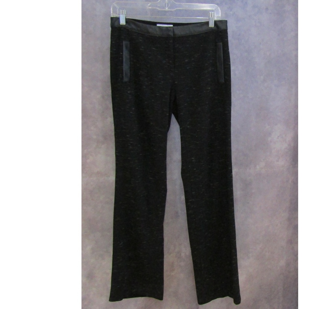 Calvin Klein Black Marled Knit Pants Vegan Leather